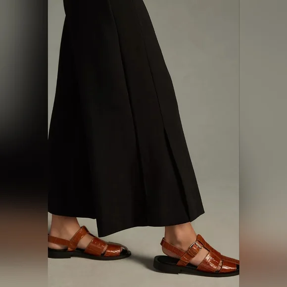 Anthropologie Maeve V-Neck Pinafore Wide-Leg Jumpsuit Black Size 10 - Picture 5 of 7